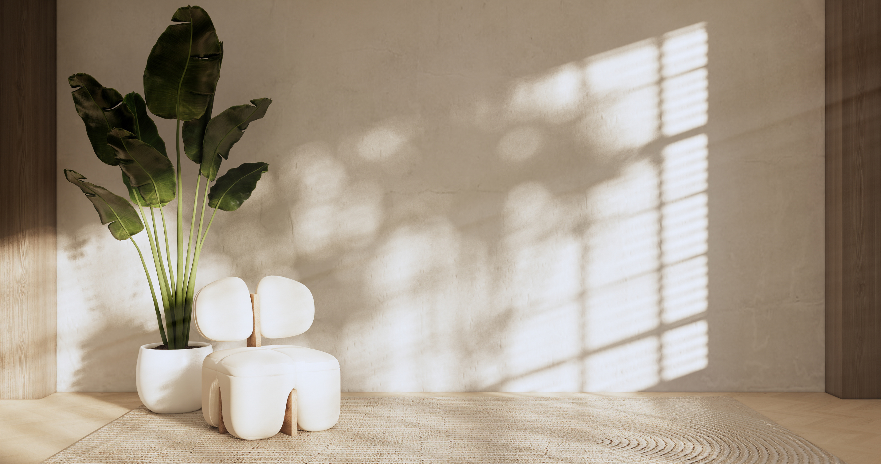 Detalle de luz y materiales naturales