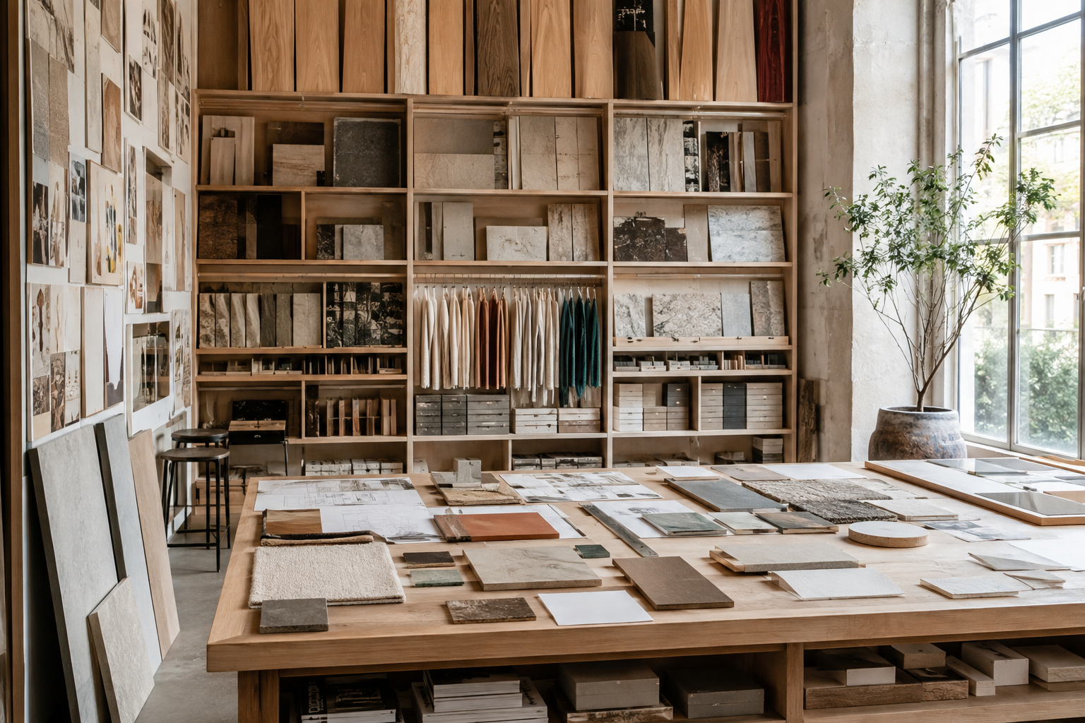 Biblioteca de materiales y mesa de muestras