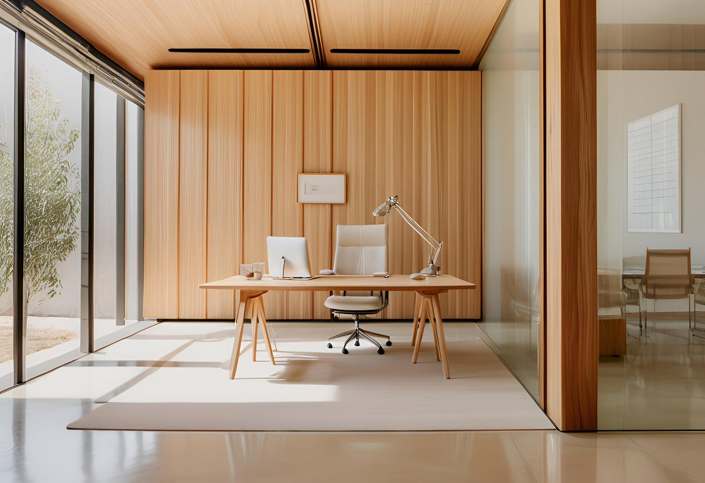 Espacio de trabajo minimalista en madera